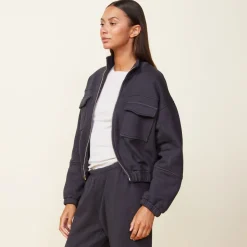 MONROW Seamed Bomber Jacket FADEDBLACK Best